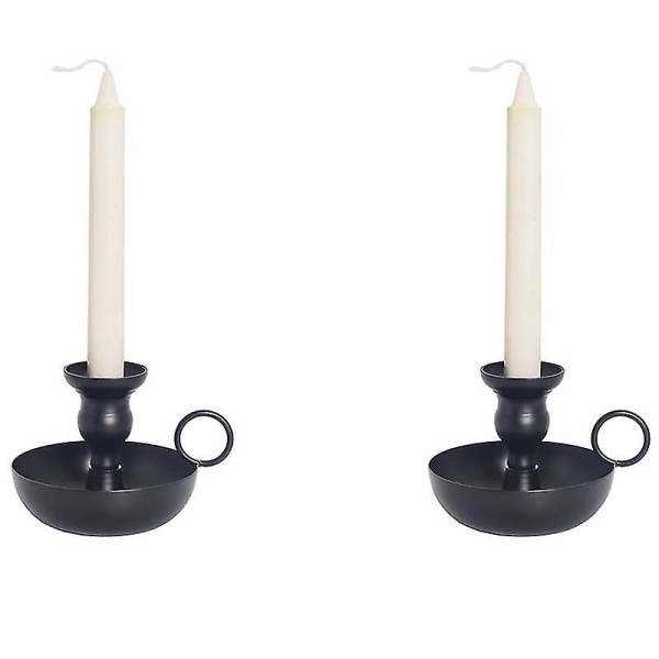 Black Metal Wrought Iron Candle Holder Wedding Party Home Decoration Candle Holder 2 Pack