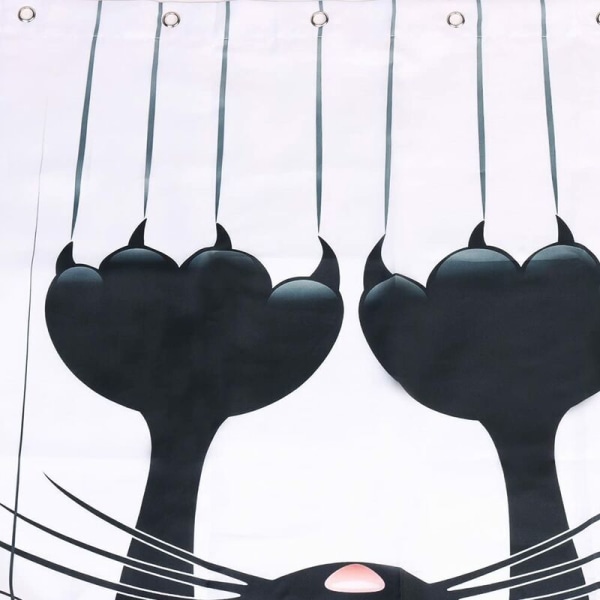 Gör-det-själv duschdraperi, roligt kattmönster, med krokar (Black Cat, 150