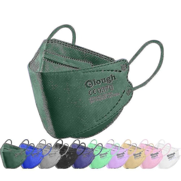 30 st FFP2-masker för vuxna, 2-lagers andningsbara 3D-masker för vuxna, KN95-skyddsmasker, ljusgröna