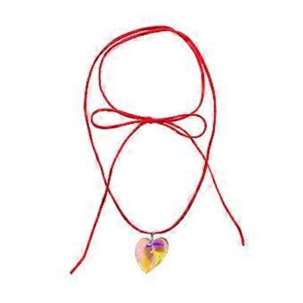 Sydänkaulakoru Säädettävä Solmu Choker Ketju Säädettävä Kaulaketju Muoti Minimalistinen Korut Kaulan Lisävaruste Lahja transparent color Red