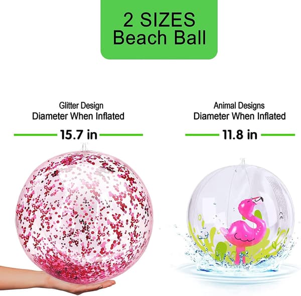 2-pack uppblåsbara glitterstrandbollar 24\" 16\" Jumbo poolleksaker Bal