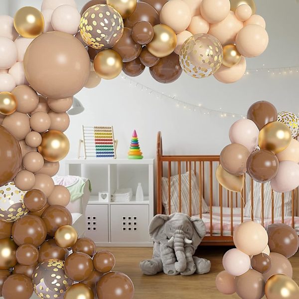 126 stykker kaffebrun ballon guirlande beige abrikos nøgen karamel