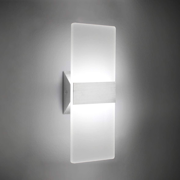 LED Akryl Vegglampe 12W Kald Hvit 6000K Opp Ned Lampe for Be