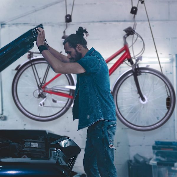 Pyöräteline Pyörän Säilytys Katto Autotalli Nosto MTB Pyörän Säilytys, Musta
