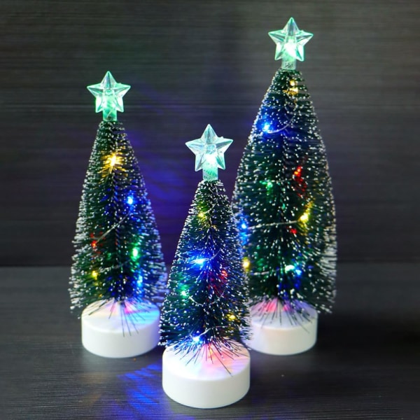 3 stk farge Bord juletre med lys Mini Artificial X