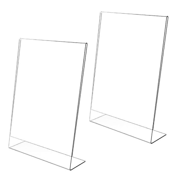 2 Pieces Acrylic Poster, Sign Holder, Display Poster Stand, A5 L Shape Clear Acrylic Counter Poster Sign Display Slanted