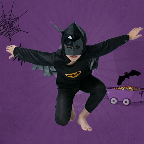 Halloween Batman tecknad dräkt kostymer för barn 2-7 år)（S）