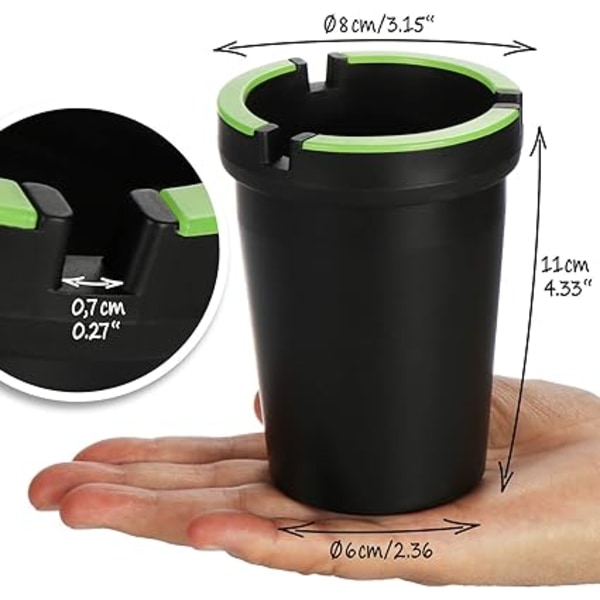 (1 styck - svart) 1x Ashtrays för utomhusbruk - Vind askkopp - St