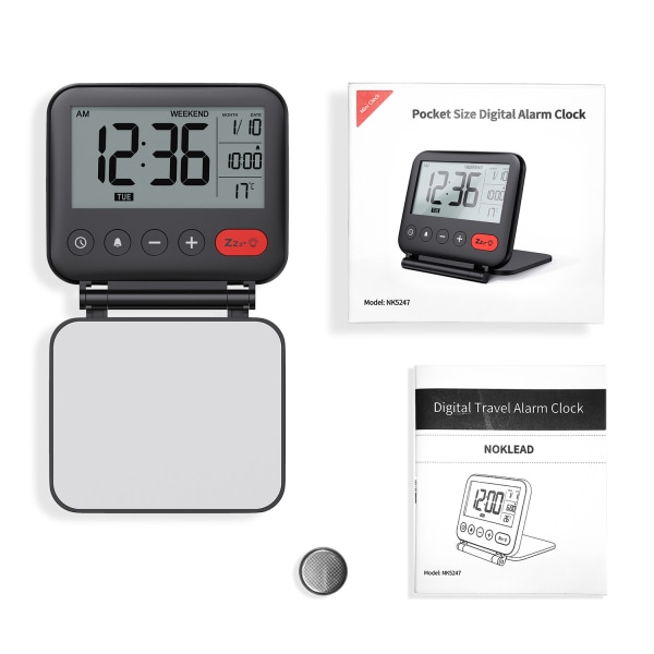 Resalarmklocka Mini Bärbar LCD Digital Klocka med Bakgrundsbelyst C