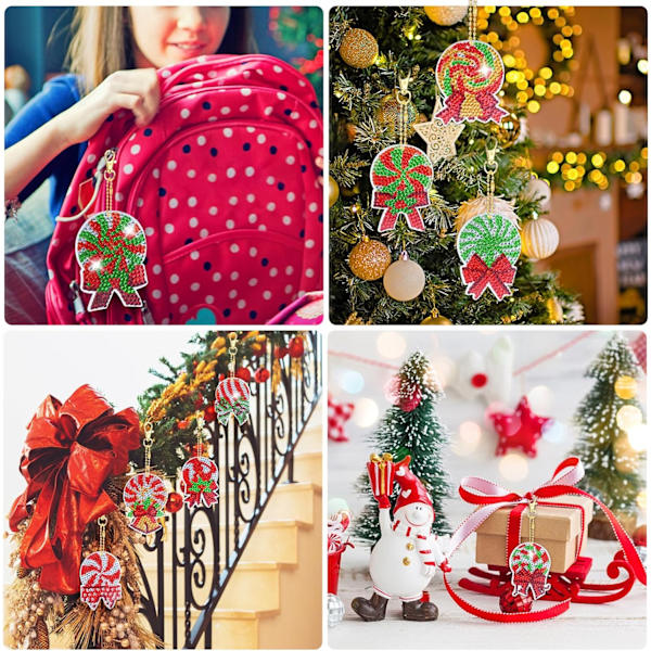 (Dubbelsidig) 15 st juldiamantmålning nyckelringar, DIY Chris