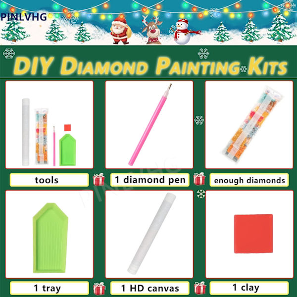 Julklapp Diamantmålning Kits för Vuxna, 5D Digital Målning för Barn Nybörjare, Full DIY för Väggdekor, Julgåva (Tomten 30,5 x 40,6 cm)