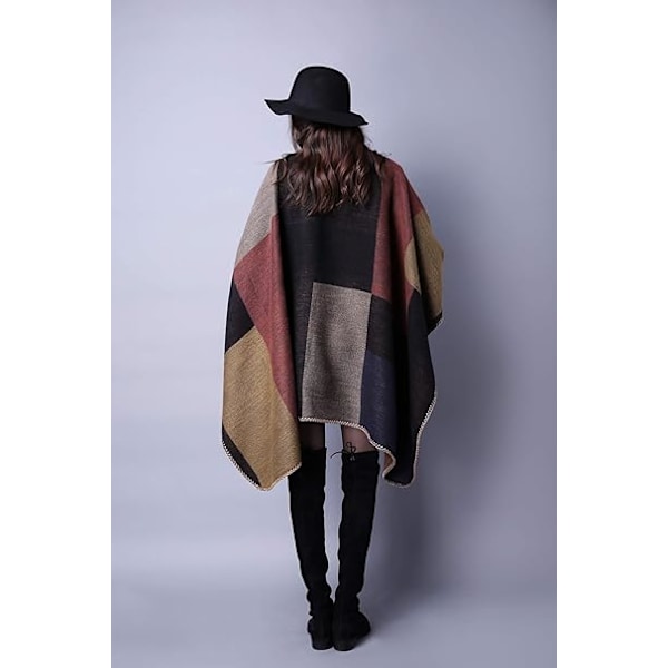 Naisten poncho huivi vintage lämmin avoin etuosa kääre viitta kääntyvä
