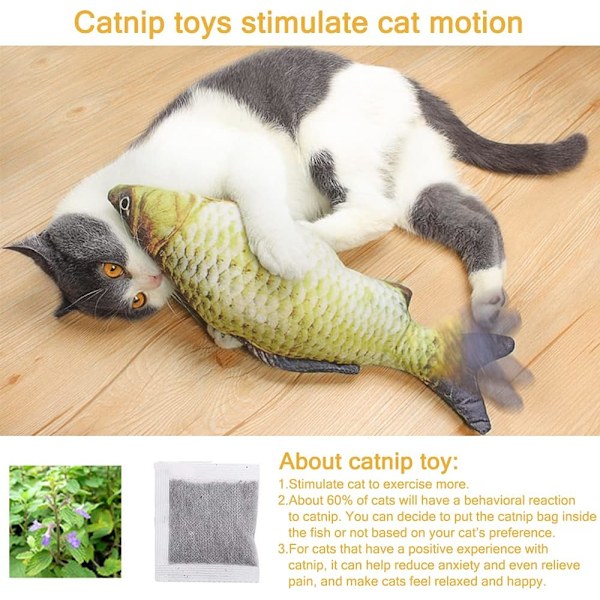 Mjuk Fisk Katt Leksak 11 tum Interaktiv Kattmynta Katt Leksak Realistisk Plysch Simulering Mobil Fisk Katt Leksak, Tvättad, Gul Karpfisk