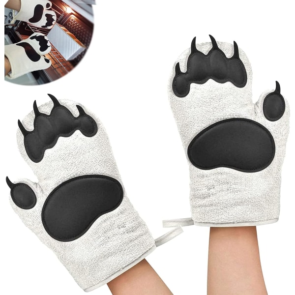 Oven Gloves, Heat Proof Oven Mitt, 1 Pair Cute Bear Claw Oven Glo