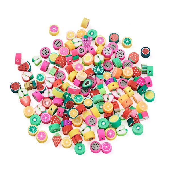 300 st Polymer Clay Pärlor Handgjorda Frukt Tema Lösa Distanspärlor För Armband Smyckestillverkning（Godis）