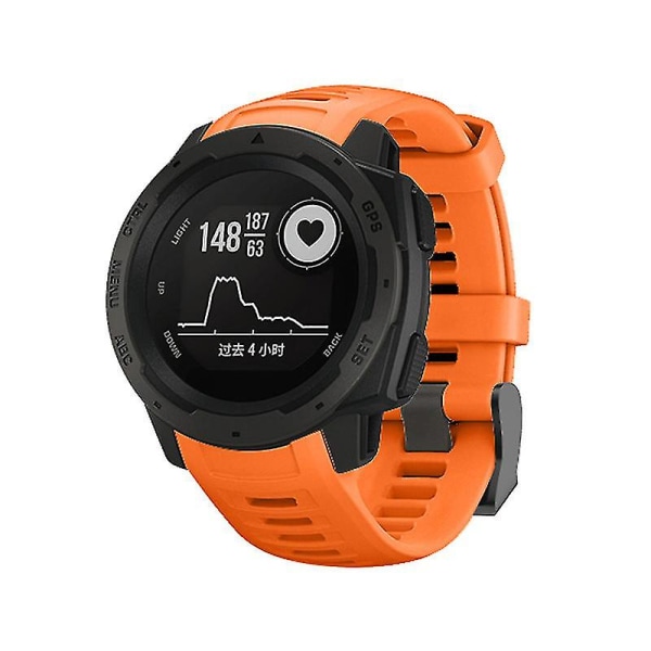 22mm Sportklocka Silikonarmband handledsrem för Garmin Instinct Orange