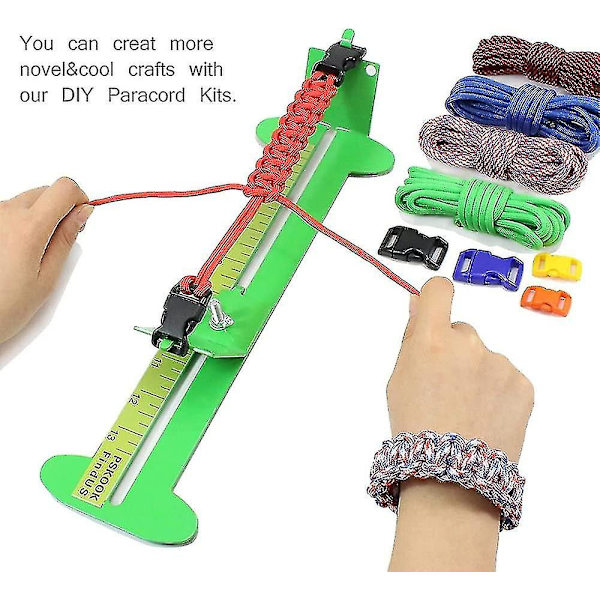 2-i-1 Paracord Jig Kit Justerbar Längd Armband Maker Kit Diy Craft Verktyg 4\" Till 13\", Mörkgrön