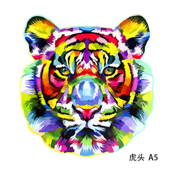Träpussel Lejon 3d-pussel Unik djurform Träpussel för familjespelssamling Bästa presenten（Tiger）