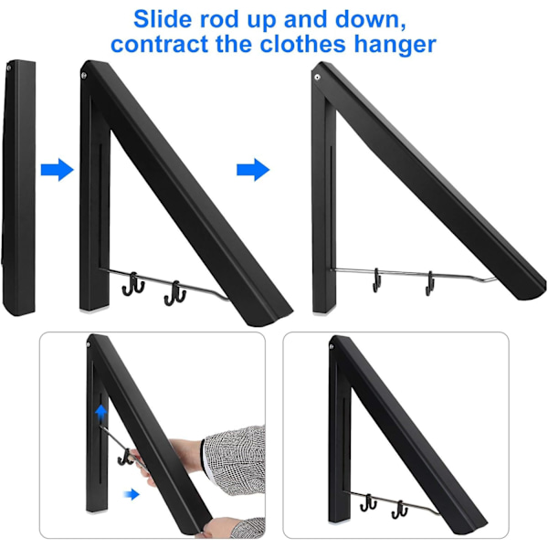 2-pak sammenleggbare veggkleshengere for oppheng i bad, soverom,