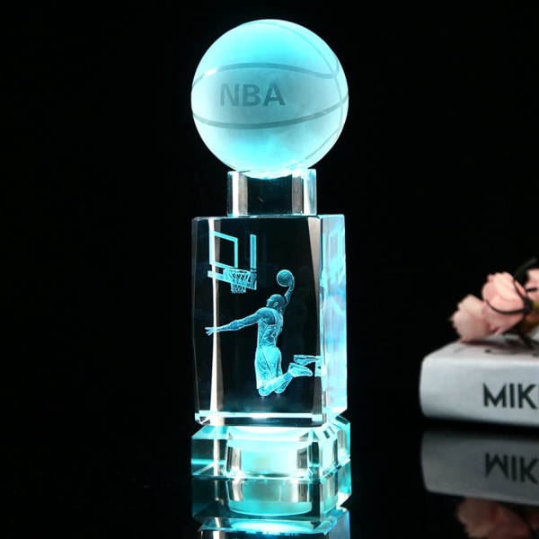 Sänglampa Dekorationer - Kobe Dunk 3D NBA Basketboll Kristall Ljus Uppladdningsbar LED Färgglada Ljusprydnader, Lämplig för Vuxna och Barn Födelsedag eller Semestergåva