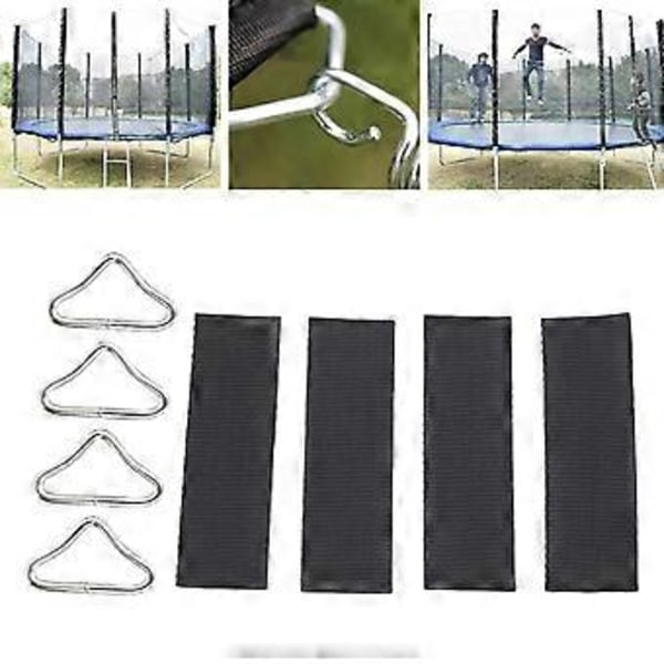 4x V-ring triangelspänne, metall trampolin nätspänne, fast utomhusutrustning för barns hoppstolar (med remmar) with Straps