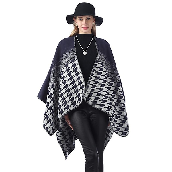 Ponchos för Kvinnor Överdimensionerad Vinterhalsduk Stickade Ponchos Kappor Damkoftor Varma Bärbara Filtar Huvtröja (P383)