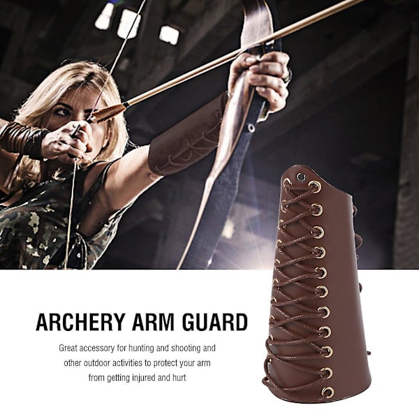 Bågskydd för armbåge, unisex skyddande läderbåge handspetsar handledsskydd redskapstillbehör（Brun）
