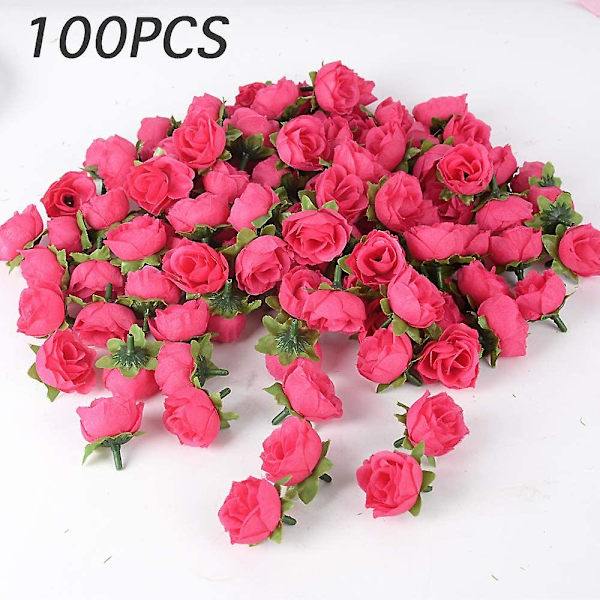 (dia: 3cm) 100 stk. Kunstige Rosenblomsterhoved Blomsterhoved Kunstig Kunstig Plante Dekoration Rose（Rose rød）