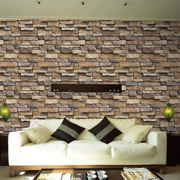 PVC-levy itseliimautuva seinäpaneeli 3D-paneeli 45CMX10M Retro Stone Brick
