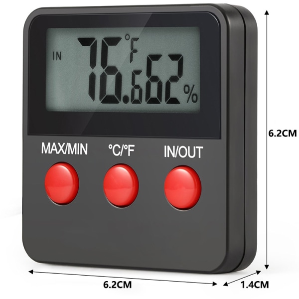 Digital termometer för kyl/frys med larmfunktioner och max/min temperaturinställning
