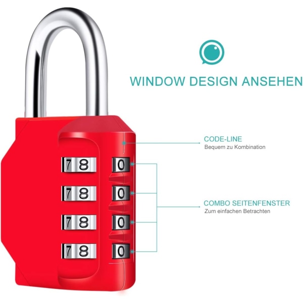 [2 Pieces] 4-Digit Combination Padlock, Waterproof Combination Lo