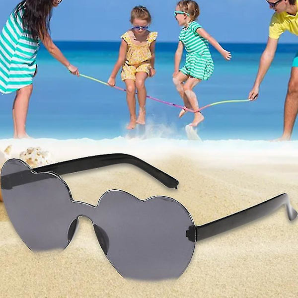Godisfärgade hjärtformade solglasögon Fashion Rimless Körsolglasögon för vuxna Gröna