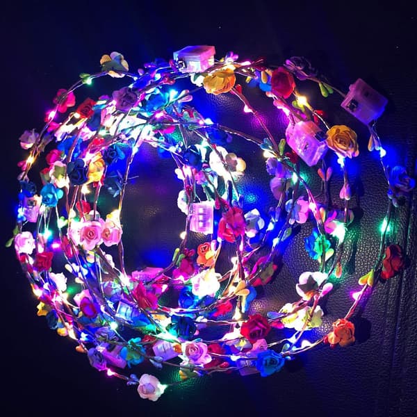 LED Blomster Pandebånd 12PCS Mix - Dyreøre LED Flash Blomsterkrans
