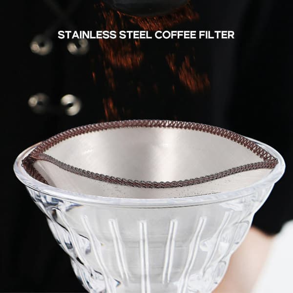 Gjenbrukbar kaffefilter i rustfritt stål, 2 til 3 kopper kaffedryppfilter
