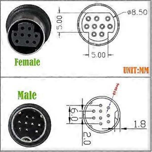 9-nastainen 9Pin S-video Mini Din -sovitin Jatkojohto Suora/Kulma S Video 9P 9-nastainen Mini DIN -videokaapeli 3m double bend