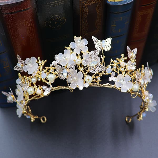 Perhoskukka Morsius Tiara Kruunu Seos