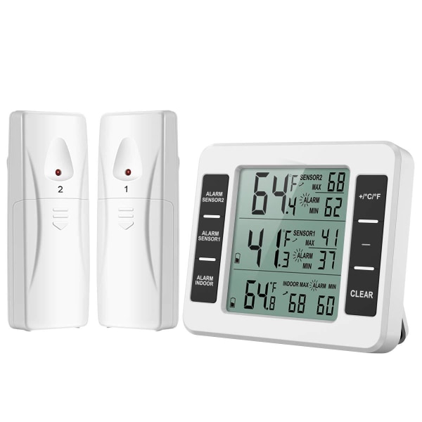 (Ny version) AMIR Kylskåpstermometer, trådlös inomhus utomhus
