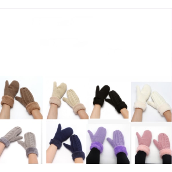 Beige, dam vinterhandskar, stickade pekskärmshandskar, ull c
