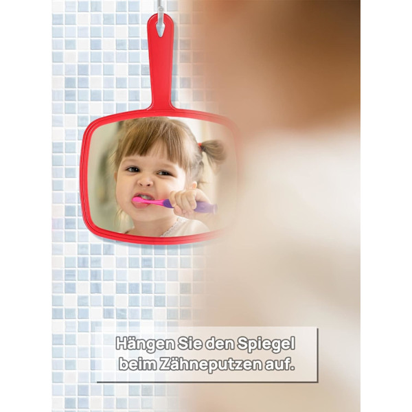 Handspegel smink spegel med handtag - röd