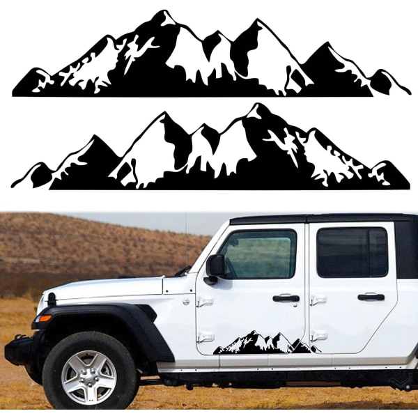 1 Pair of Mountains Stickers (Black) for Car Body Door Car Snowy