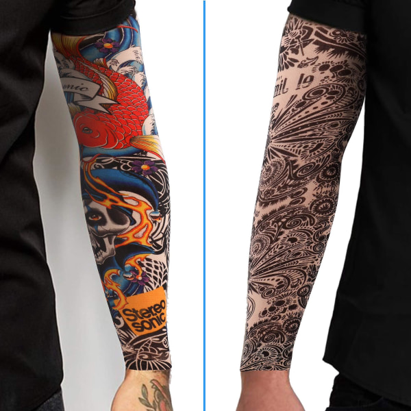 Förpackning med 9 tatueringsärmar Tatueringsarmstrumpa Armtatueringsstrumpa Unisex Nylon Tillfälliga tatueringar Arm Slumpmässig stil