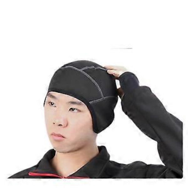 XYC Skull Cap Hjelmforing med Brillehuller, Vinter Termisk Cykelhue til Mænd & Kvinder, Cykelhue Beanie-sort