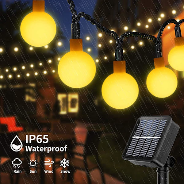 1,8 cm färgglad bubbelboll solcellsbelysning utomhus ljusslinga 50 LED 9,5 m