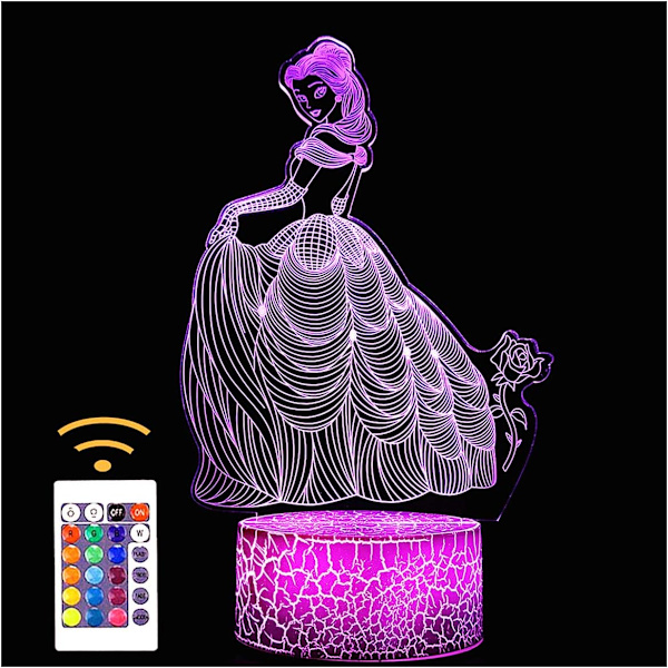 Tiqun Princess 3D Phantom Natlampe Visuel Kreativitet LED Bordlampe