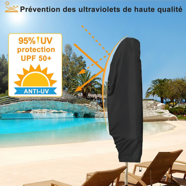 Offset Paraply Cover, Heavy Duty 420d Oxford Tyg, vattentätt, UV-skyddande Paraply Cover Deporte Med Ventilationsgaller Svart, 265x50/70/40cm