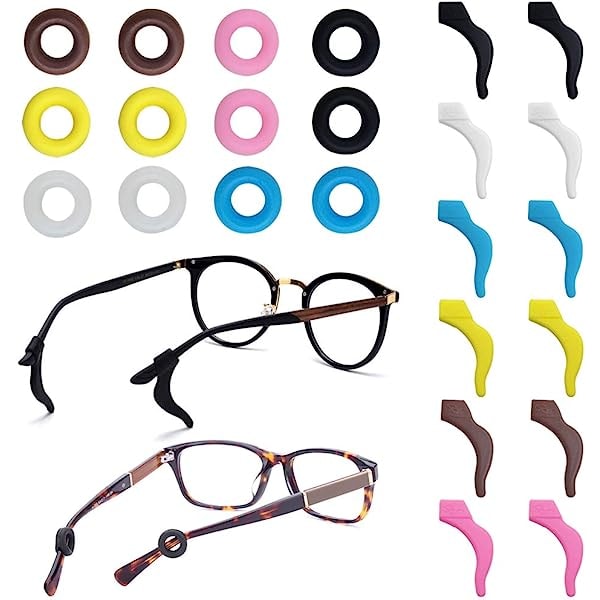 12 par halkfria silikonglasögonhållare för solglasögon eller läsglasögon