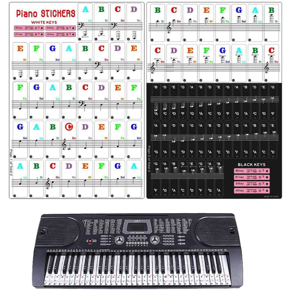 Irrotettava pianon näppäimistötarra, 49/61/54/88 näppäimen musiikkisovitin