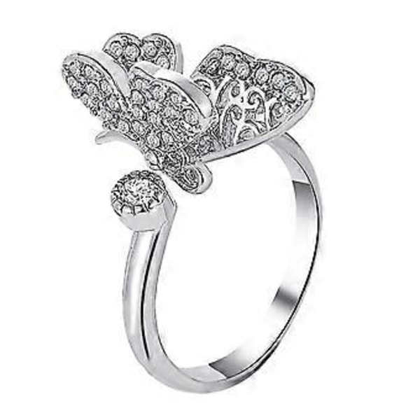 Dame Mote Ring Diamant Kjærlighet Sommerfugl Ring Åpen Kreativ Ring