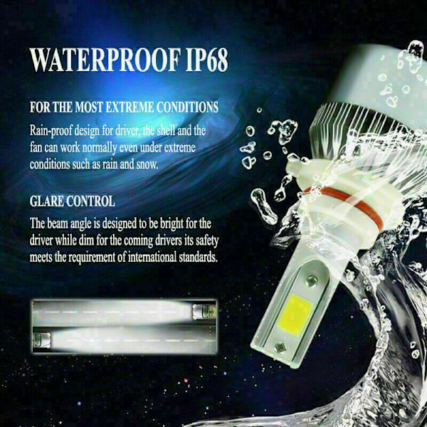 1 par 9005 H10 HB3 COB LED-strålkastarsats Glödlampor 1800W 270000LM 60