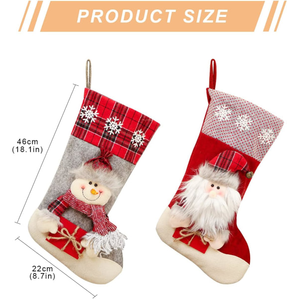 2Pcs Christmas Stocking Bags Christmas Stocking Hooks Large Chris